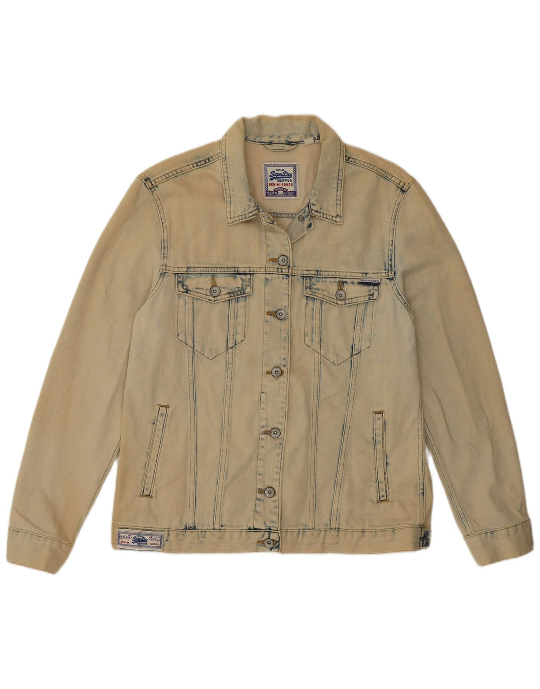 Giacca di jeans da donna SUPERDRY UK 10 piccola in cotone beige