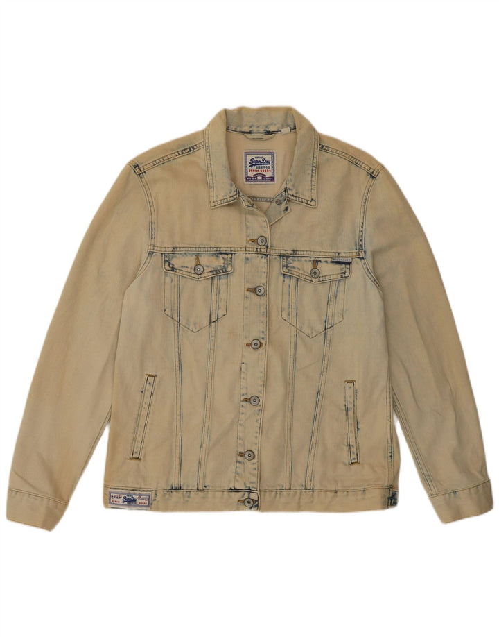 Giacca di jeans da donna SUPERDRY UK 10 piccola in cotone beige