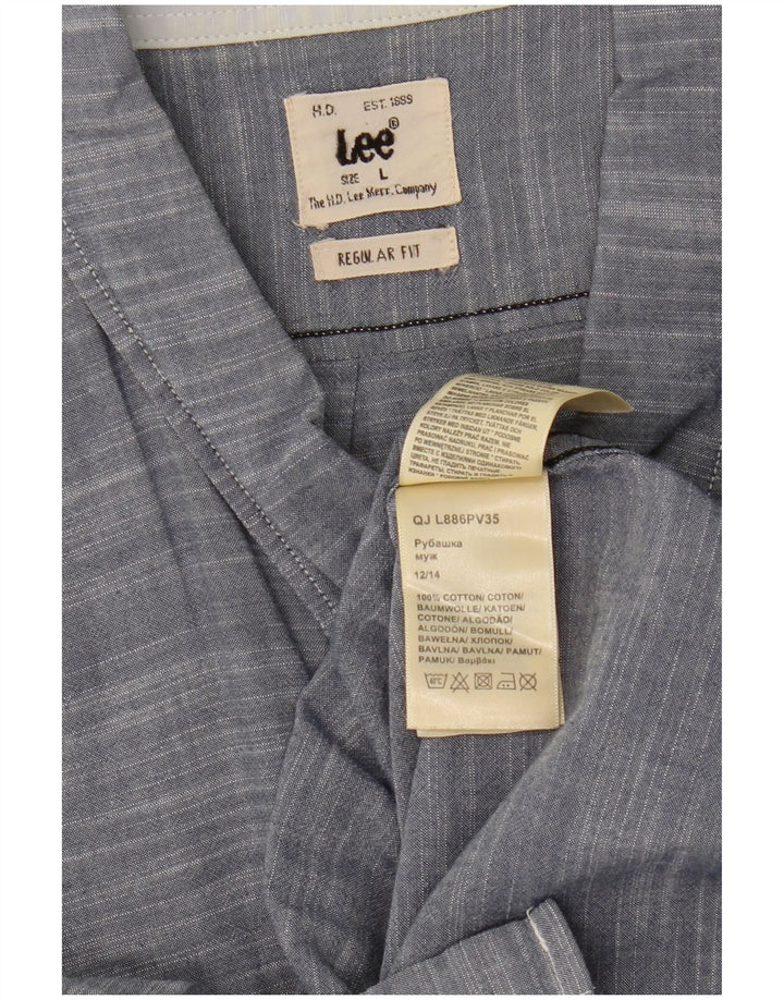 Camicia Lee da uomo a maniche corte, vestibilità regolare, grande, in cotone chiazzato blu