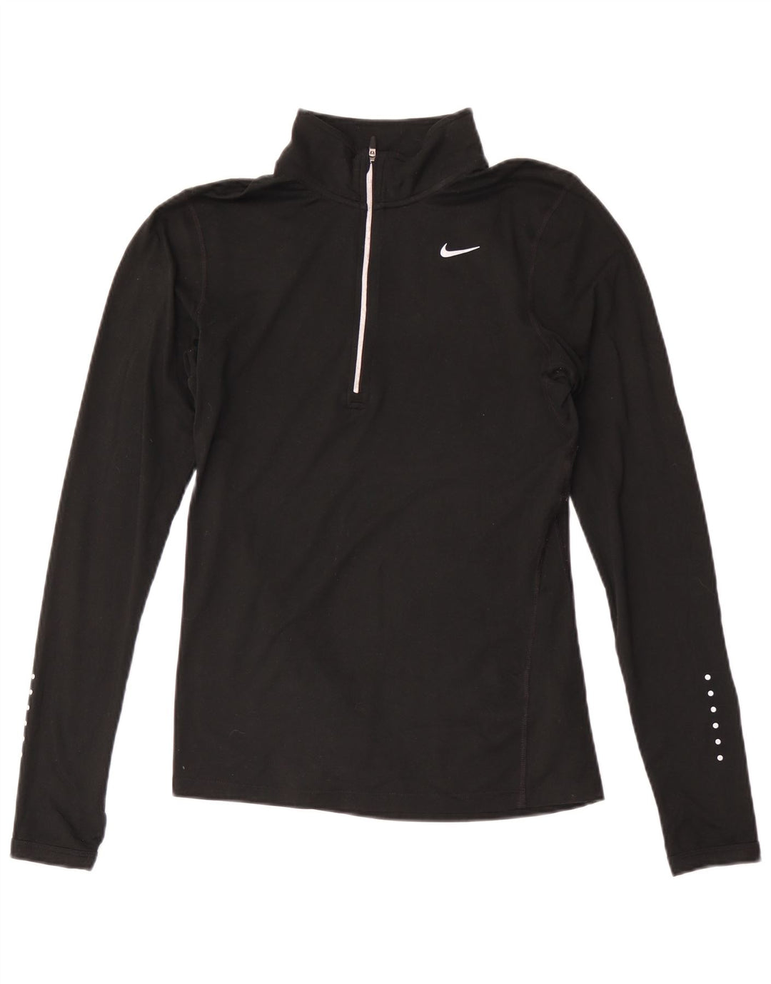 Top della tuta da ginnastica Nike Dri Fit con collo e zip da donna, UK 10, piccola, nera