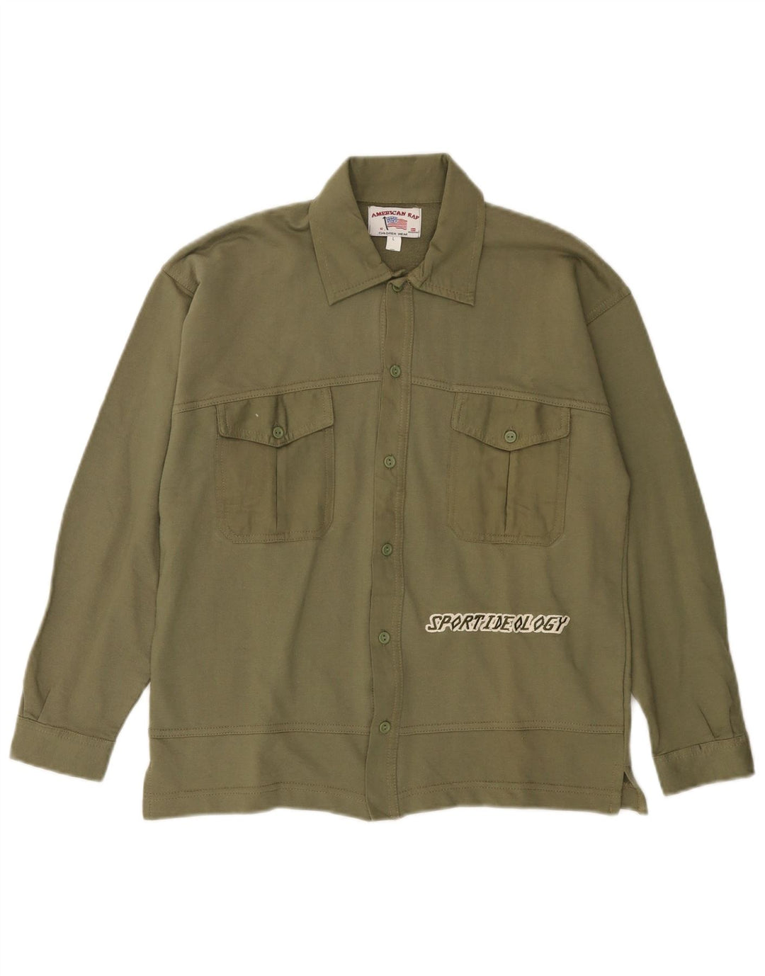 Camicia grafica da donna VINTAGE US 10 grande cotone kaki