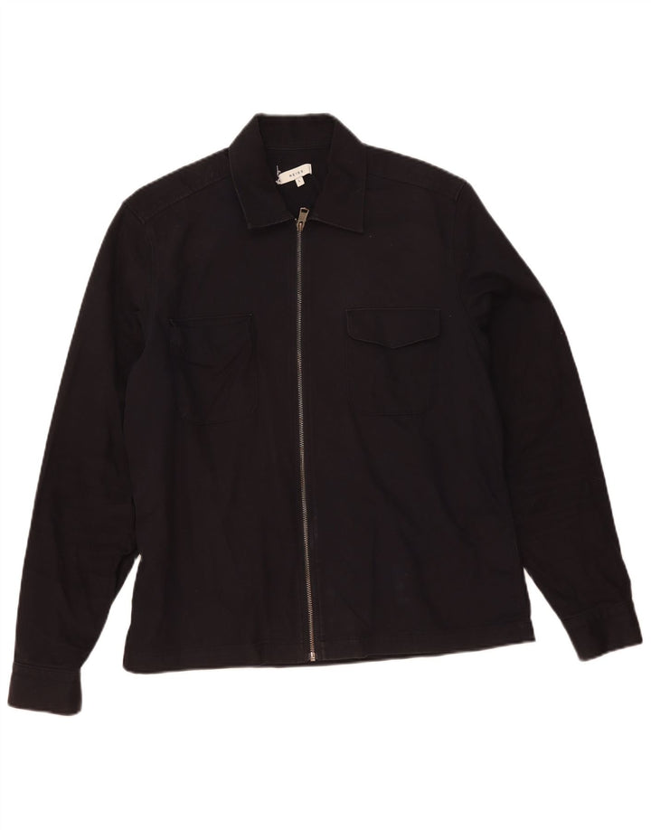 Camicia da uomo Reiss Large in cotone blu navy