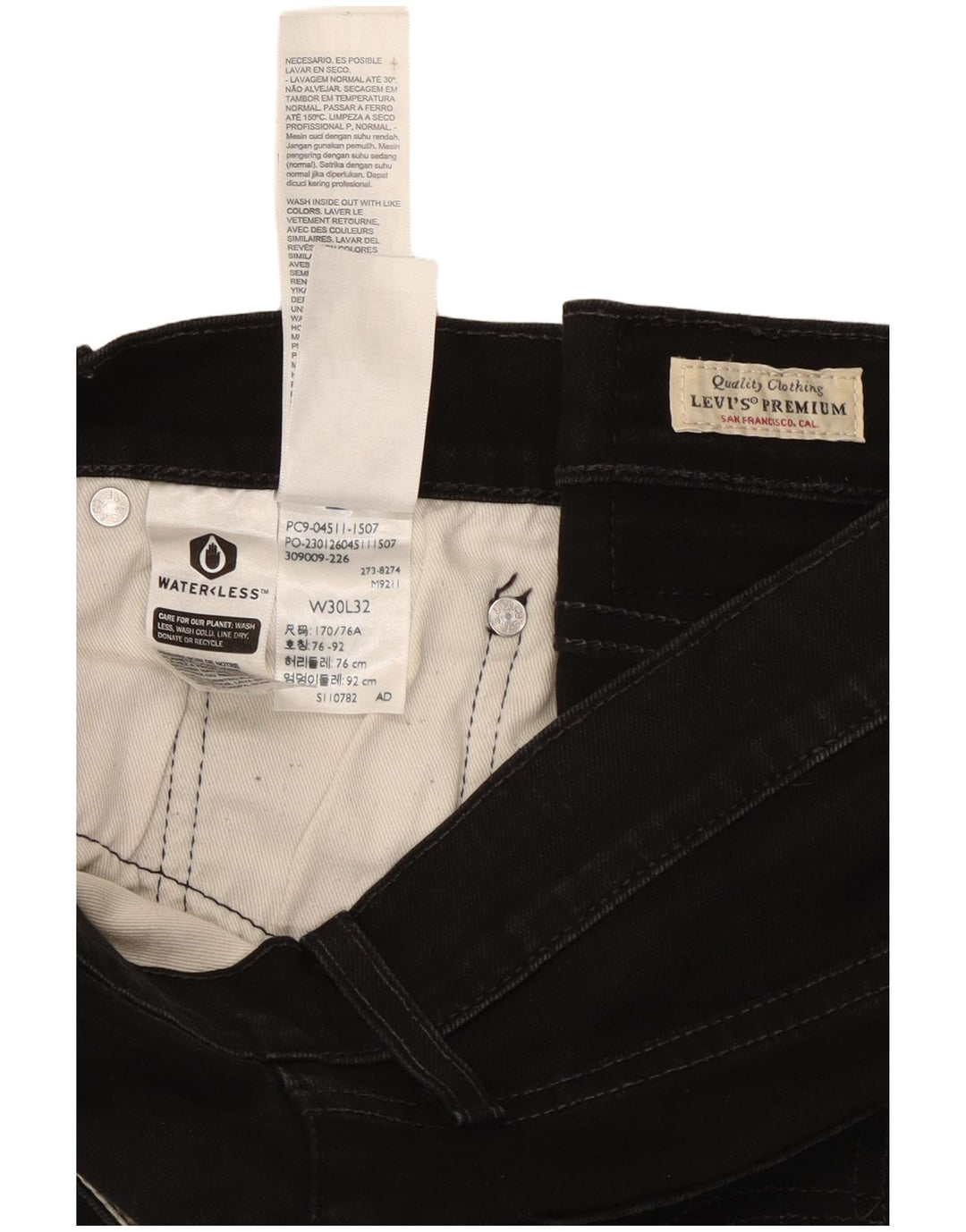 Jeans Levi's Uomo 511 Slim W30 L32 Cotone Nero