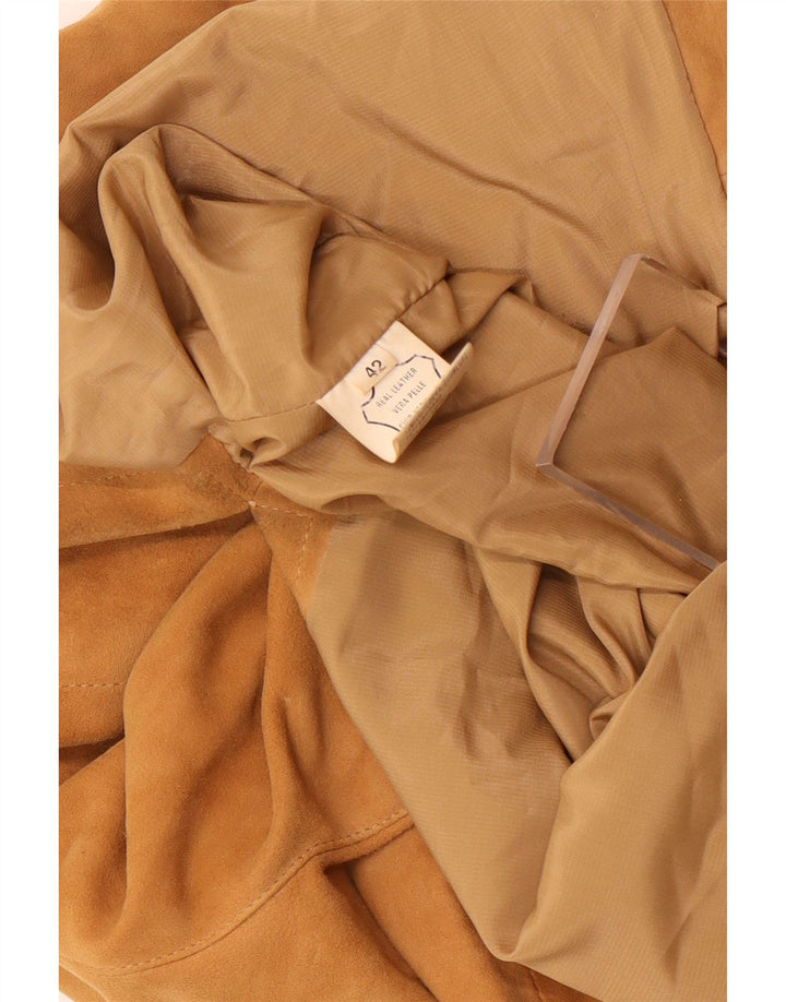Giacca vintage in pelle scamosciata da donna IT 42 in pelle marrone medio