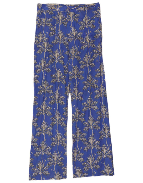 Pantaloni casual a gamba larga da donna Zara medi W28 L30 cotone floreale blu