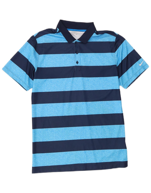 Polo Nike da uomo Dri Fit Standard piccola in poliestere a righe blu