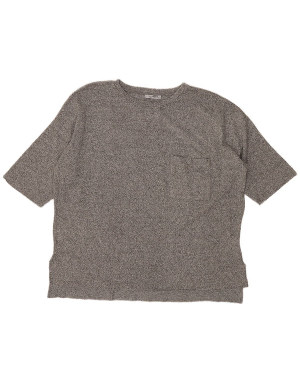 T-shirt oversize Zara Trafaluc da donna UK 10 piccola grigia chiazzata