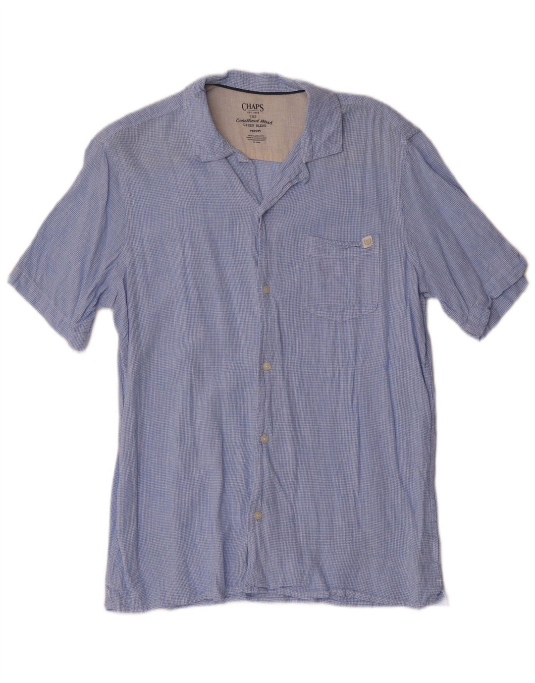 Camicia a maniche corte da uomo Chaps Lino pied de poule blu medio
