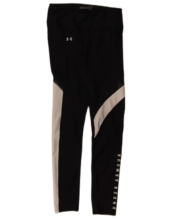 Under Armour Womens Heat Gear Leggings UK 14 Medium Black Colourblock