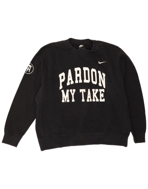 Felpa grafica Nike Pardon My Take da uomo, maglione XL, cotone nero