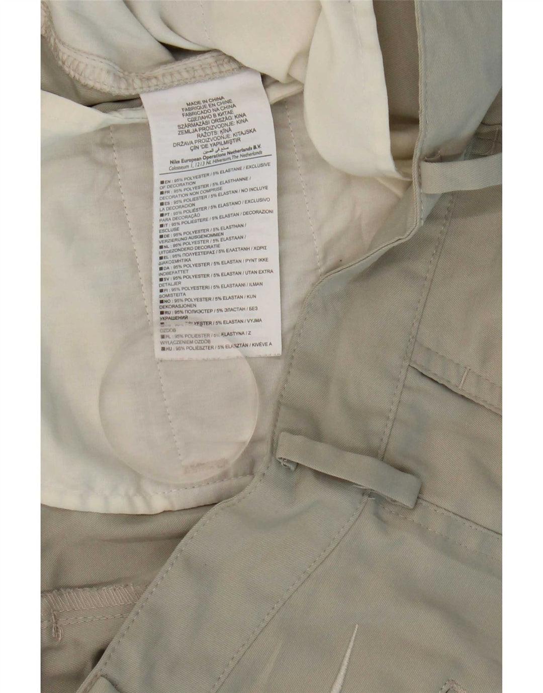 Pantaloni chino dritti Nike da uomo Dri Fit W32 L32 poliestere beige