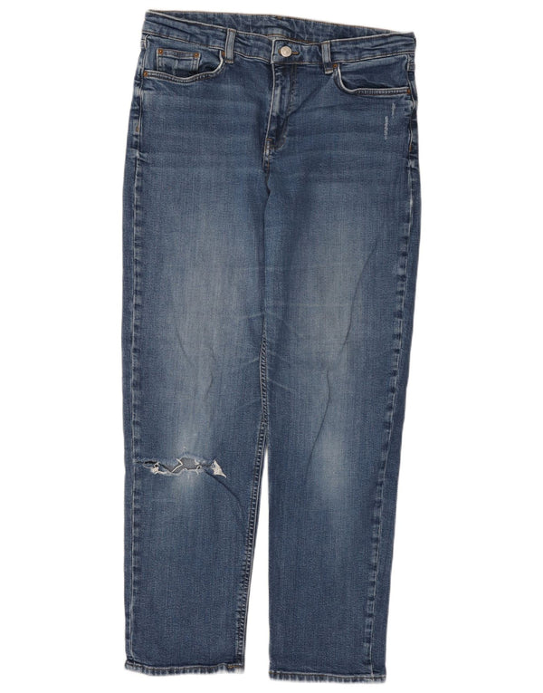 Jeans dritti invecchiati Marks & Spencer da donna UK 14 Large W34 L30 Blu