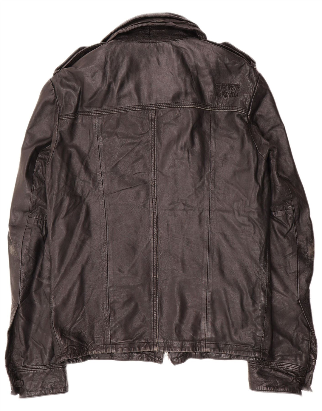 Giacca in pelle militare da uomo Superdry UK 36 piccola in pelle nera