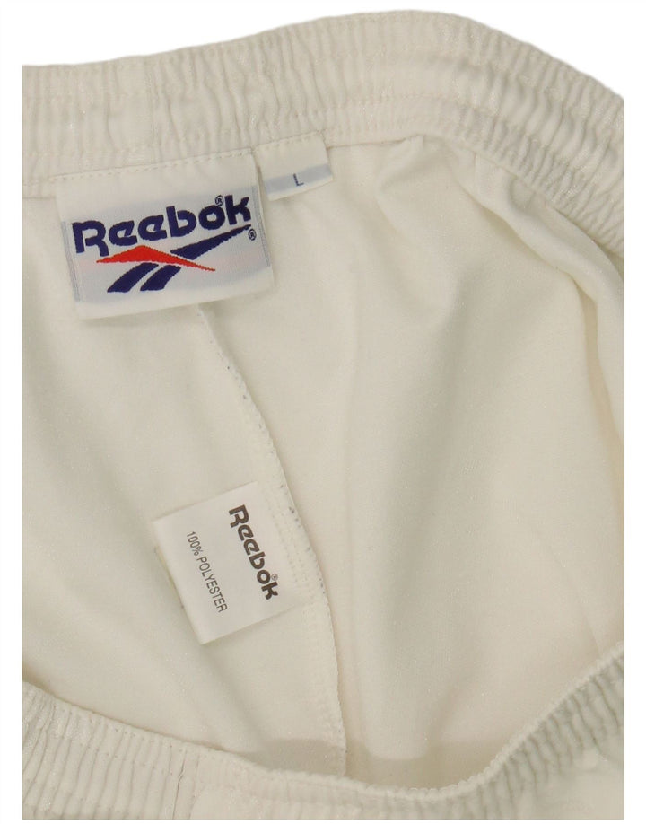 Pantaloncini sportivi Reebok da uomo grandi bianchi in poliestere