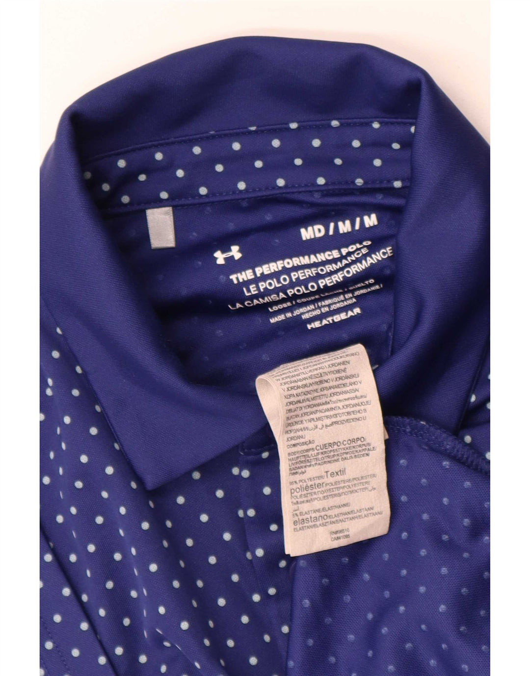 Polo Under Armour da uomo Heat Gear in poliestere maculato blu medio