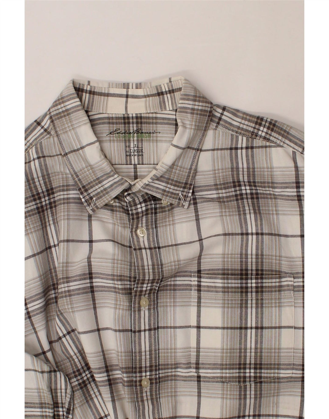 EDDIE BAUER Mens Classic Shirt XL Grey Check Cotton Vintage Eddie Bauer and Second-Hand Eddie Bauer from Messina Hembry 