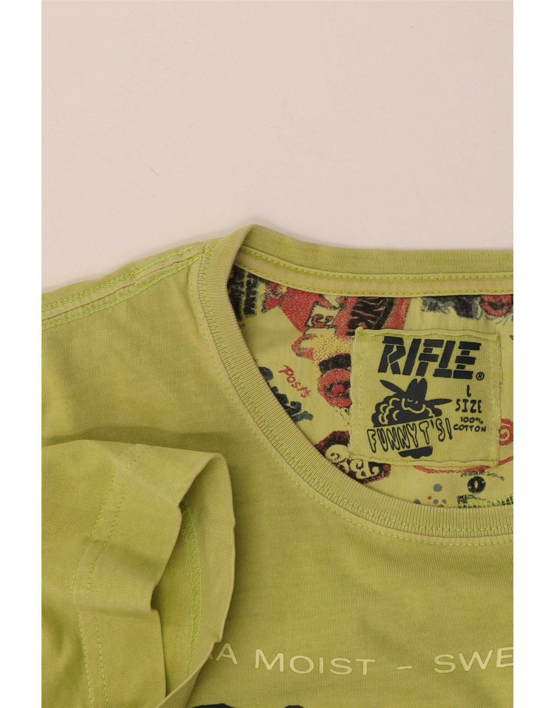 T-shirt grafica da uomo Rifle Top grande in cotone verde