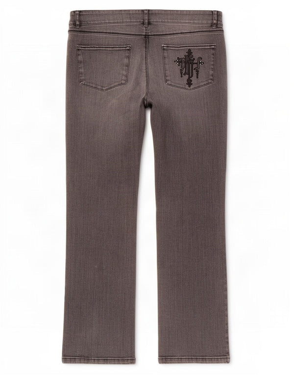 Jeans Dritti Donna Trussardi W34 L32 Cotone Grigio