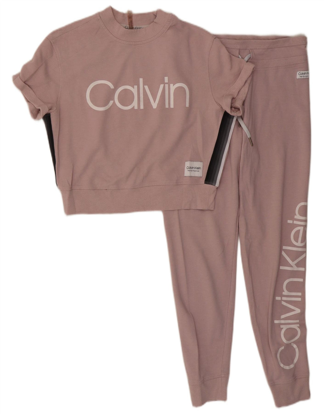 CALVIN KLEIN Tuta intera grafica oversize da donna UK 10 Small Rosa