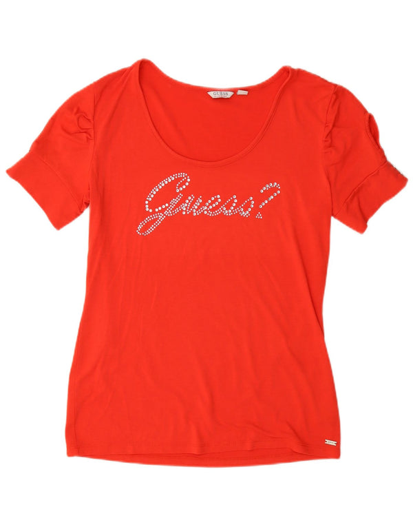 Guess T-shirt grafica da donna a maniche corte Top UK 12 Logo rosso medio