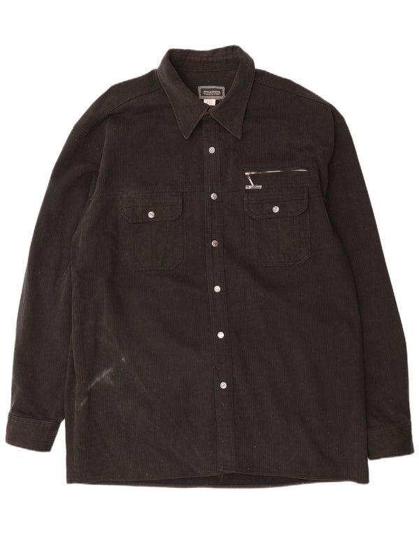 Camicia in velluto a coste da uomo VINTAGE UK 47/48 3XL cotone nero