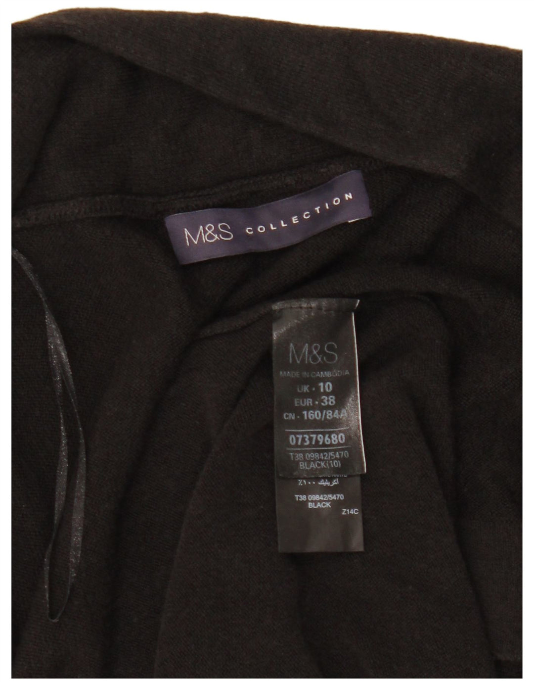 Maglione cardigan lungo da donna Marks & Spencer UK 10 piccolo nero