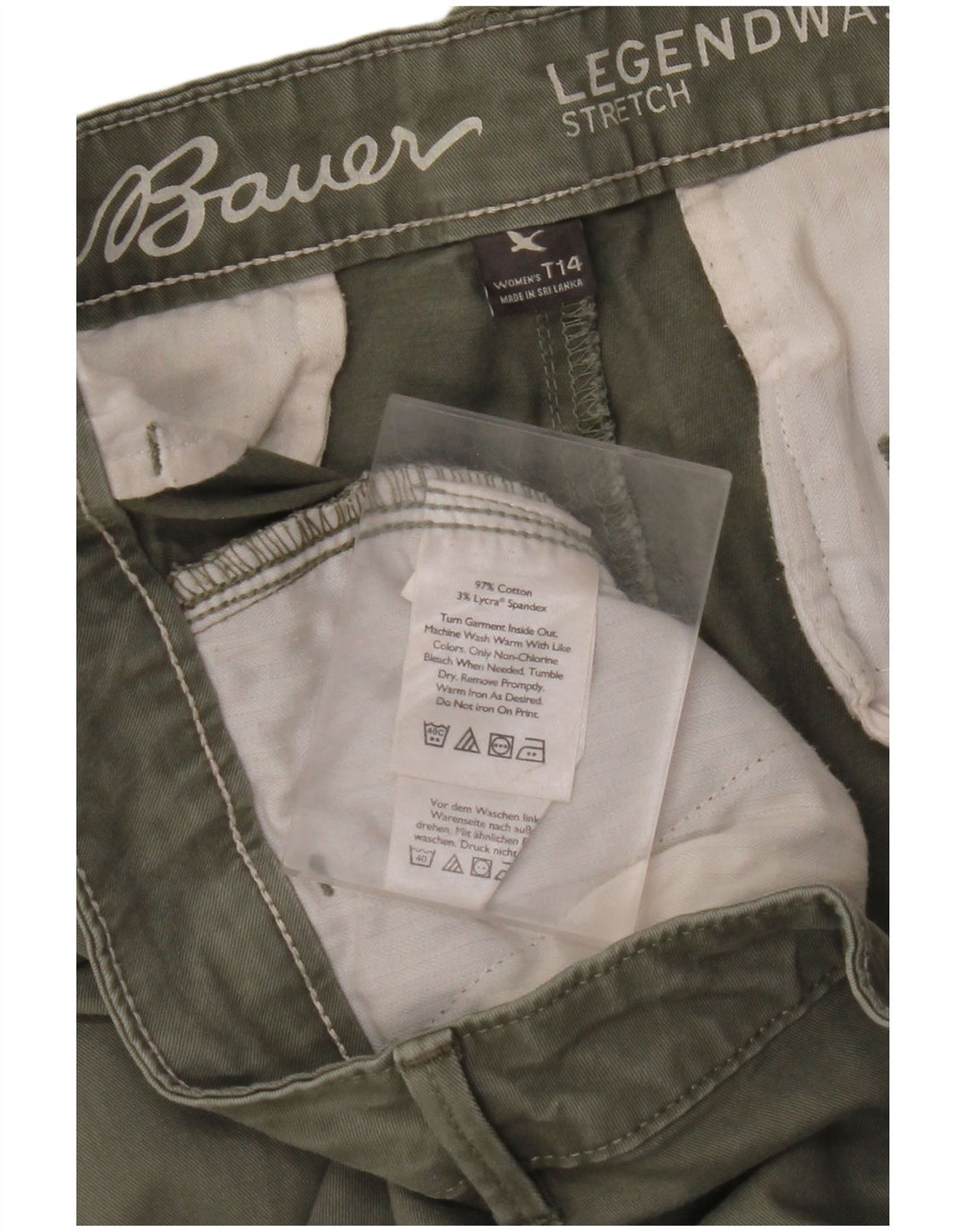 EDDIE BAUER Pantaloni chino da donna con vestibilità boyfriend US 14 XL W36 L33 Cachi