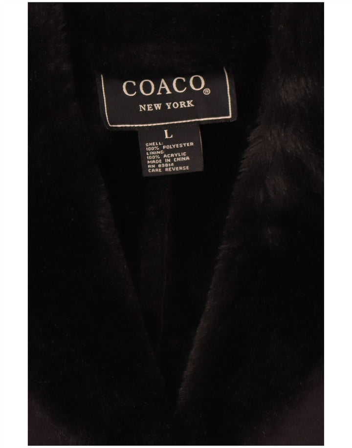 Cappotto sherpa oversize da donna vintage UK 16 grande poliestere nero