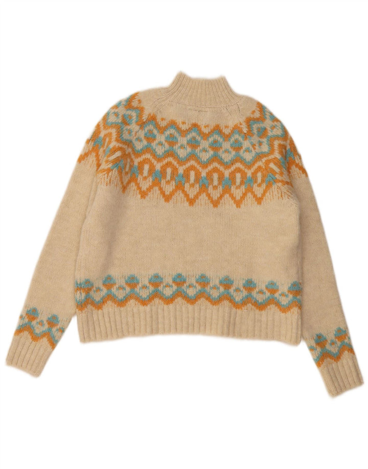 Maglione maglione da donna con collo alto Superdry UK 12 Beige medio Fair Isle