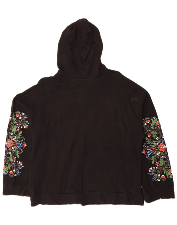 Maglione oversize con cappuccio Zara Trafaluc da donna UK 10 piccolo floreale nero