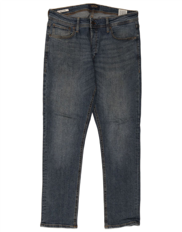 Jack & Jones Uomo GLENN Slim Jeans W34 L30 Cotone Blu
