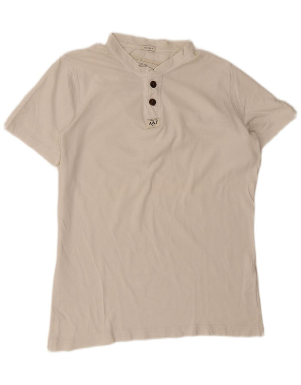 Polo da uomo Muscle Abercrombie & Fitch grande in cotone bianco