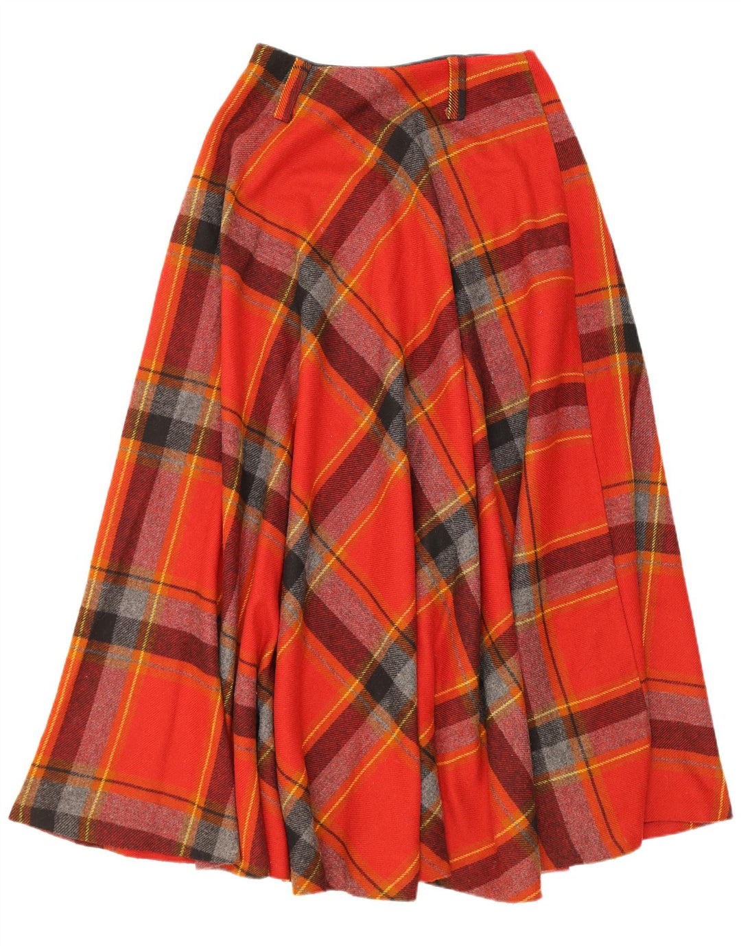 Gonna svasata da donna vintage W28 scozzese medio rosso