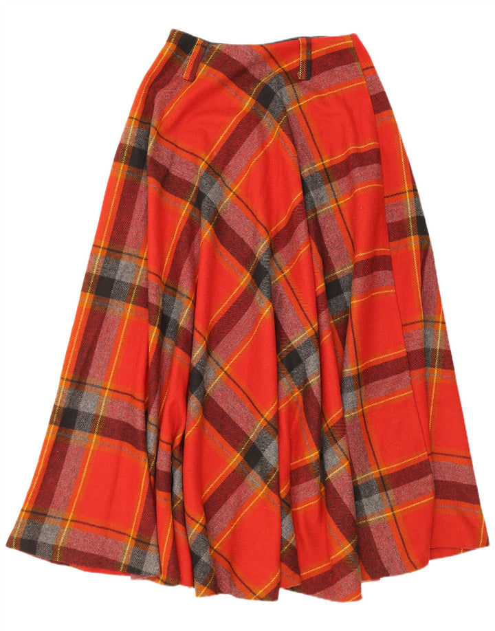 Gonna svasata da donna vintage W28 scozzese medio rosso