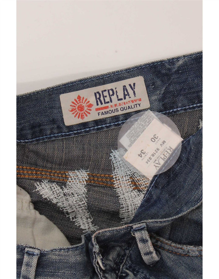 Jeans dritti con grafica da uomo Replay W30 L34 cotone blu