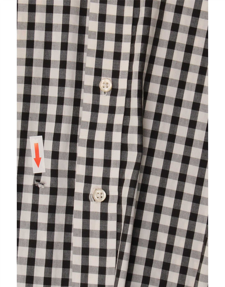 Camicia da uomo Tommy Hilfiger taglia 17 1/2 XL cotone a quadretti nero