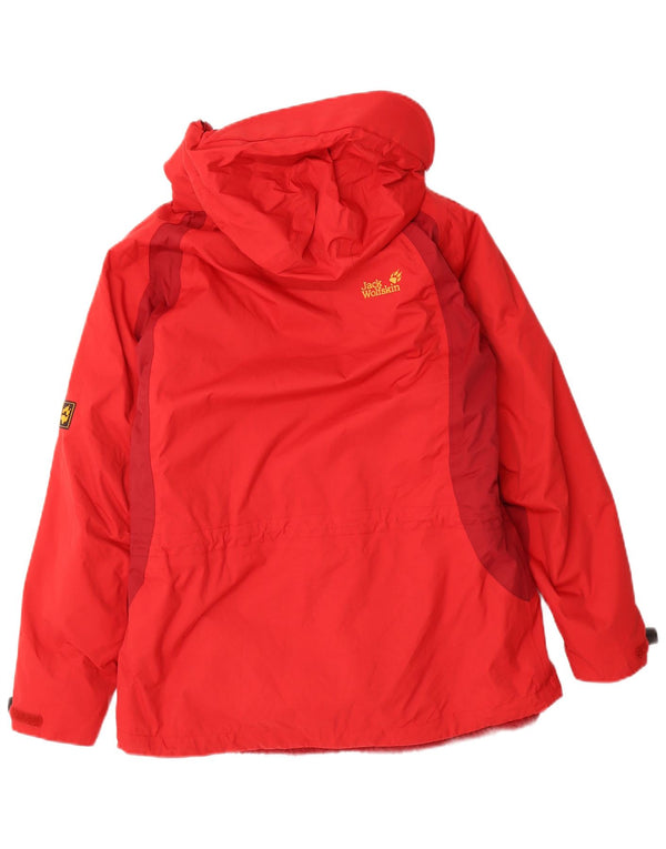 Giacca a vento con cappuccio da donna Jack Wolfskin UK 12 Medium Red Colourblock