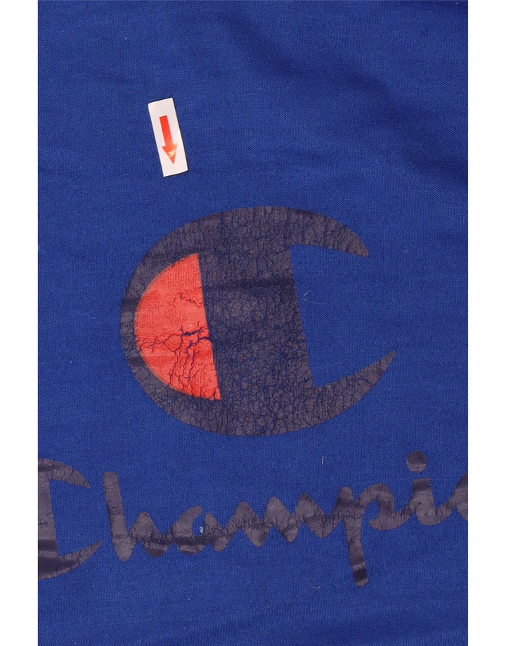 Maglione con cappuccio grafico da uomo Champion in poliestere blu medio