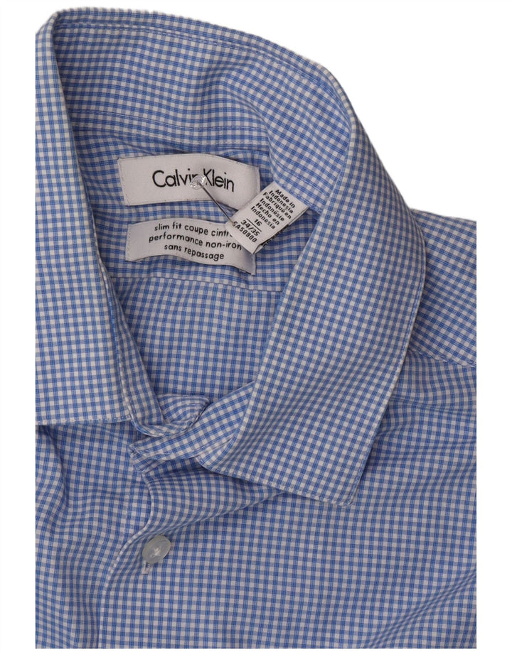 Camicia slim fit da uomo Calvin Klein taglia 16 grande a quadretti blu