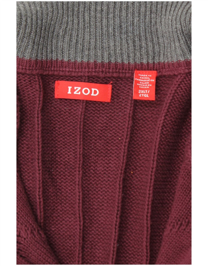 Maglione da uomo con collo alto e zip IZOD 2XL in cotone bordeaux