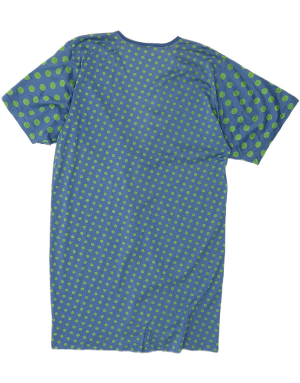 LANVIN Womens Robe Dress UK 16 Large Blue Polka Dot Cotton