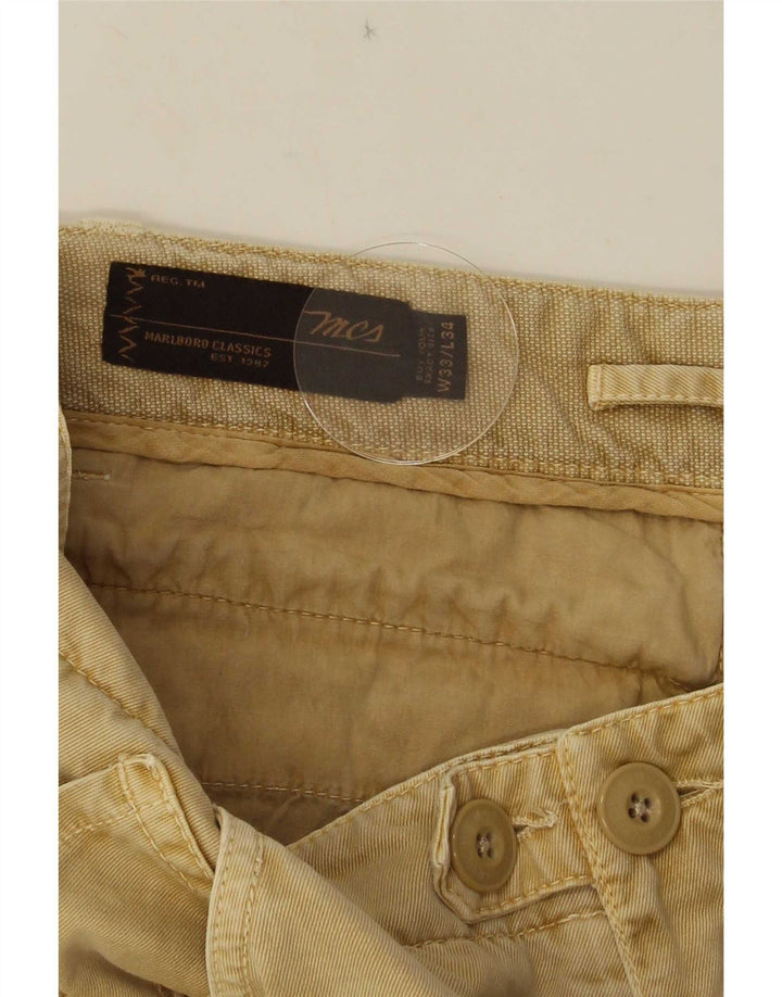 Pantaloni cargo dritti da uomo Marlboro Classics W33 L28 in cotone beige