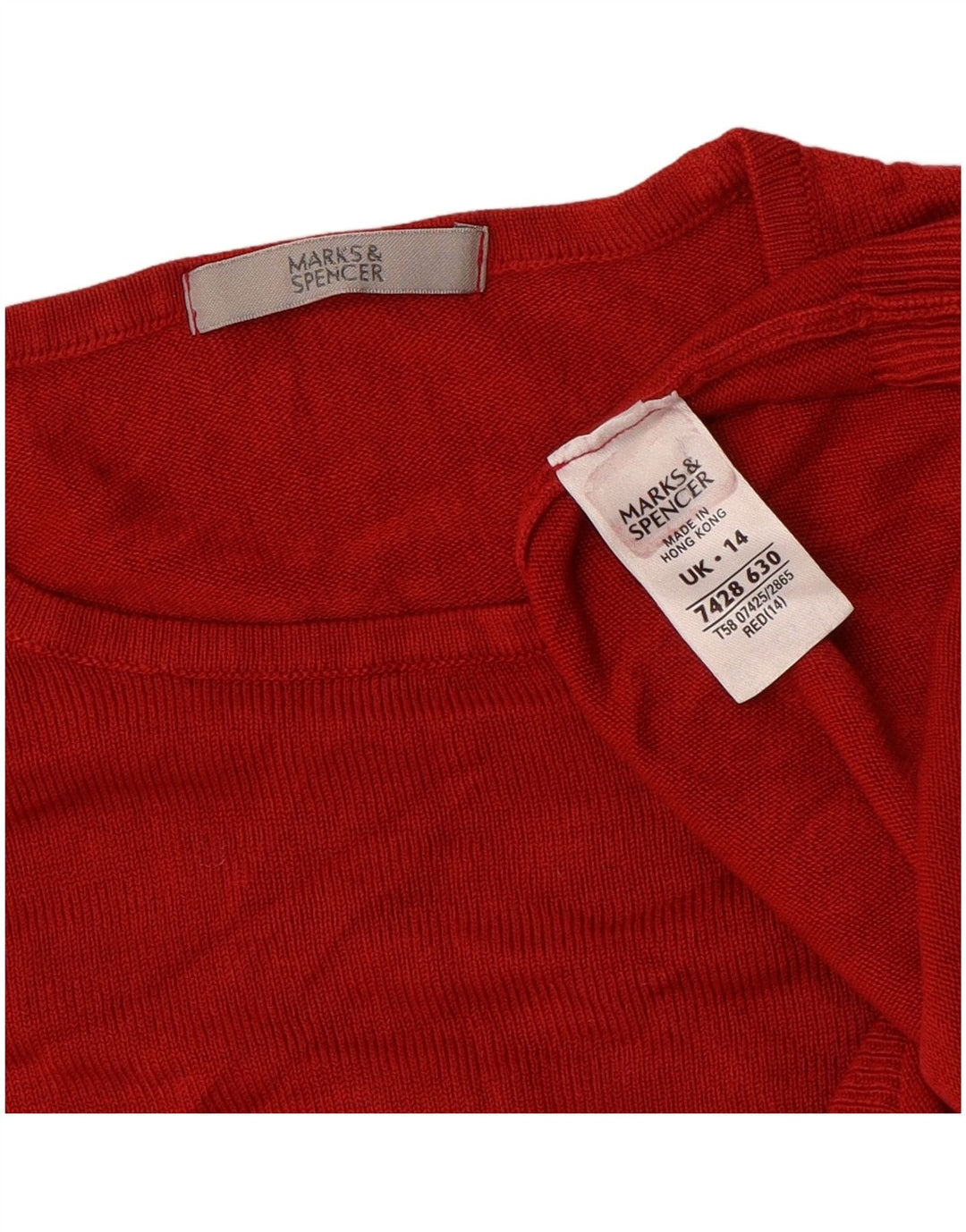 Maglione girocollo corto da donna Marks & Spencer UK 14 rosso medio