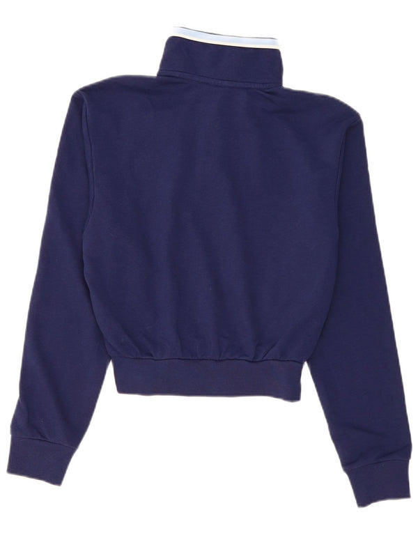 Felpa Adidas da donna con collo oversize corto e zip, maglione UK 4/6 XS blu navy