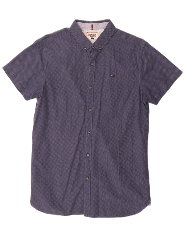 Camicia a maniche corte da uomo Tommy Hilfiger grande blu maculato