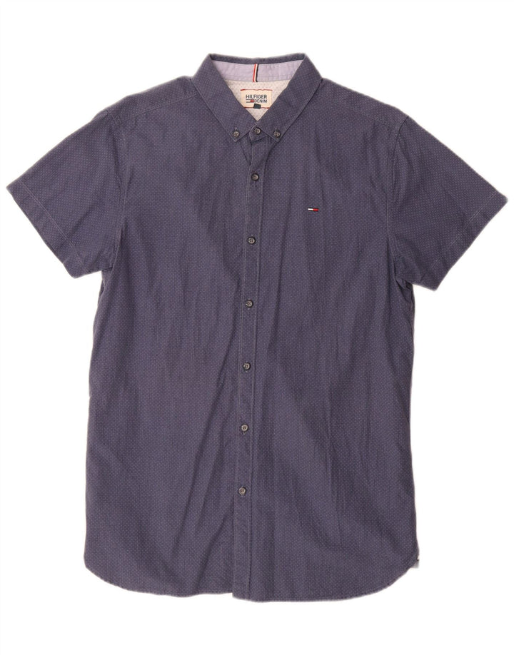 Camicia a maniche corte da uomo Tommy Hilfiger grande blu maculato