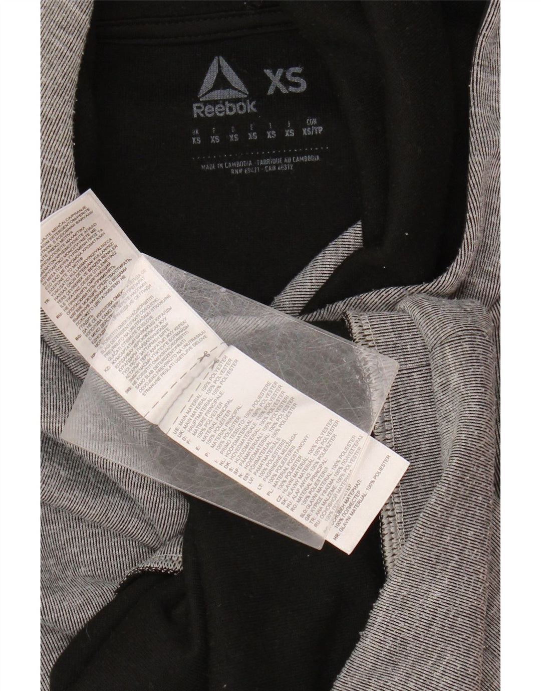 Felpa con cappuccio grafica da uomo Reebok XS in poliestere grigio