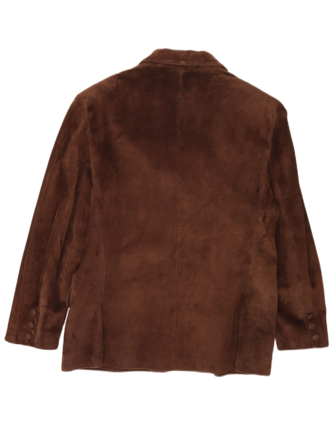 Giacca blazer vintage a 3 bottoni in pelle scamosciata da donna UK 12 Marrone medio