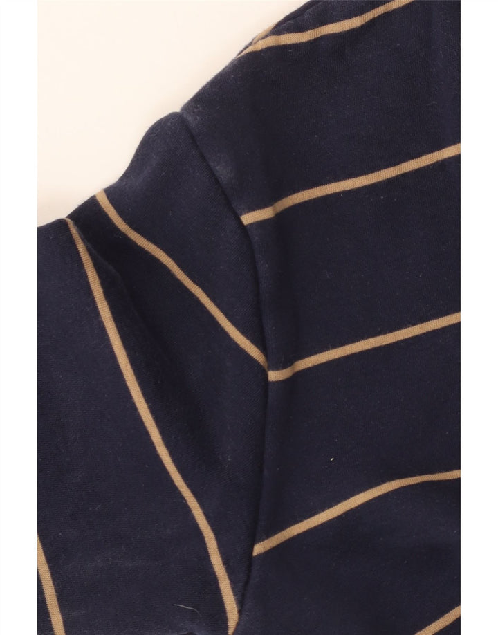 CREW CLOTHING Felpa da uomo con collo con zip, maglione piccolo a righe blu navy