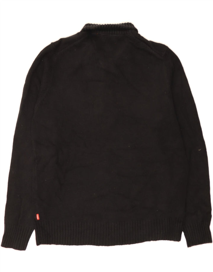 IZOD Mens Polo Neck Jumper Sweater Medium Black Cotton Vintage Izod and Second-Hand Izod from Messina Hembry 